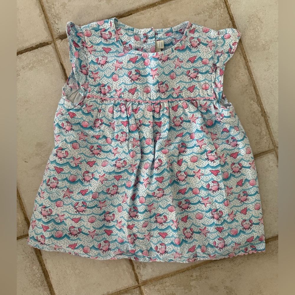 JoJo Maman Bébé Pink and Blue Seashore Dress